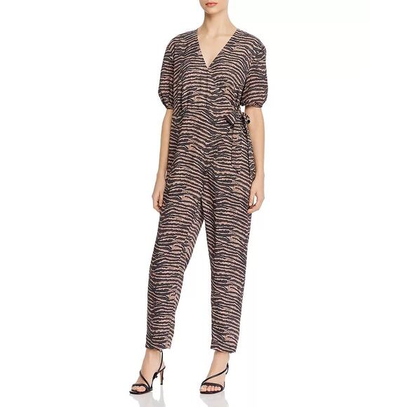 Joie Women's Prisha Printed Wrap-Front Jumpsuit Relaxed Ginger Size Small NWT - Picture 1 of 14